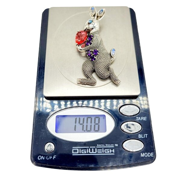 Nicky Butler Gem Rabbit Brooch Pendant Necklace with Chain Sterling Silver - Picture 5 of 6